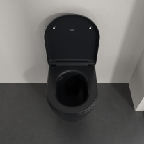 Vas WC suspendat Villeroy&Boch, Skyla CeramicPlus, TwistFlush, Combi-Pack, capac soft close, pure black